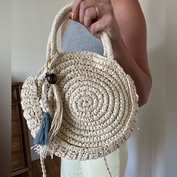 Solid & Striped Straw Boho Beach Bag - Picture 4 of 6